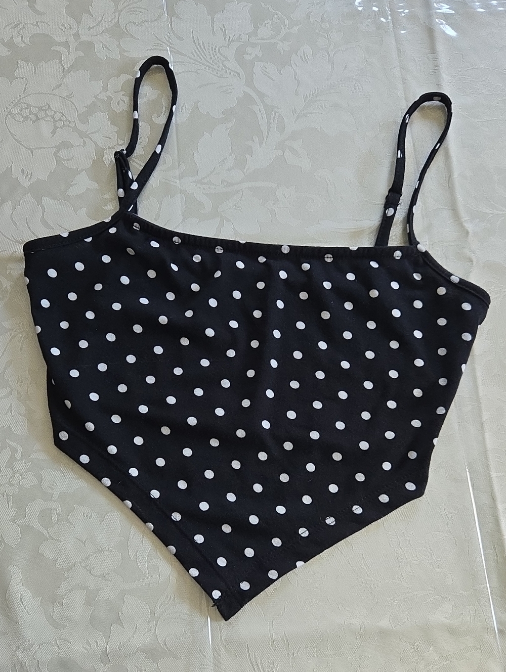 Black Polka Dot Handkerchief Hem Tank
